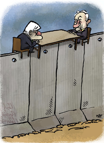 Cartoon: talking of peace (medium) by kap tagged israel,palestina,peace,mideast,israel,palästina,krieg,verhandlungen,frieden,diplomatie