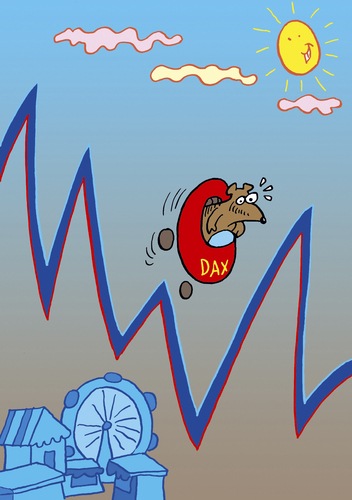 Cartoon: DAX (medium) by astaltoons tagged dax,kurse,achterbahn,schwankungen,geldanlage