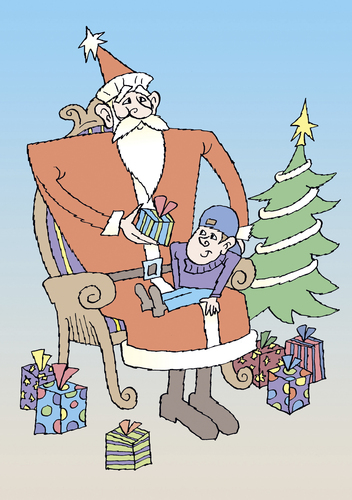 Cartoon: Weihnachten (medium) by astaltoons tagged weihnachten,weihnachtsmann,tannenbaum,geschenke,kind,pakete,schoss