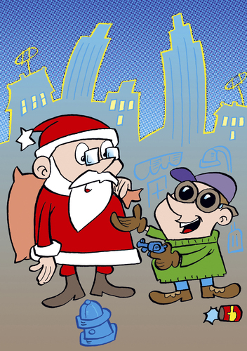 Cartoon: Weihnachten (medium) by astaltoons tagged weihnachten,weihnachtsmann,retro,dieb,auner,klauen,überfall