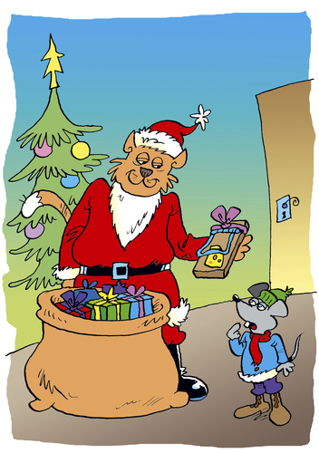 Cartoon: Weihnachten (medium) by astaltoons tagged weihnachten,weihnachtsmann,katze,maus,käse,mausefalle,geschenke,weihnachtsbaum,sack,verkleidet,kater