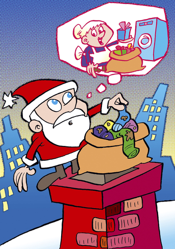 Cartoon: Weihnachten (medium) by astaltoons tagged weihnachten,weihnachtsmann,nikolaus,socke,waschmaschine,schornstein,wünsche