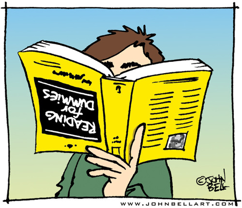 Cartoon: Reading for Dummies (medium) by JohnBellArt tagged reading,dummies,read,book,illiterate,humor