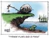 Cartoon: Three Flies and a Frog (small) by JohnBellArt tagged flies frog rock conspiracy