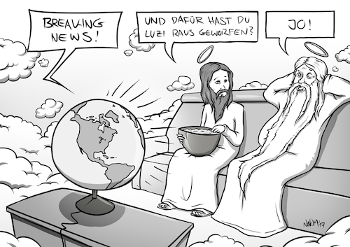 Cartoon: Gottes Fernsehen (medium) by INovumI tagged gott,fernsehen,tv,jesus,news,unterhaltung,langeweile