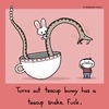Cartoon: Teacup Bunny and Teacup Snake (small) by sebreg tagged rabbit,bunny,silly,macabre,dark,humour