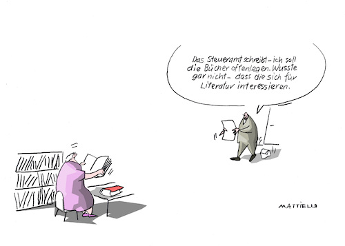 Cartoon: Literatur (medium) by Mattiello tagged steuern,steueramt,bürokratie,lesen,literatur,aktenkram,steuern,steueramt,bürokratie,lesen,literatur,aktenkram