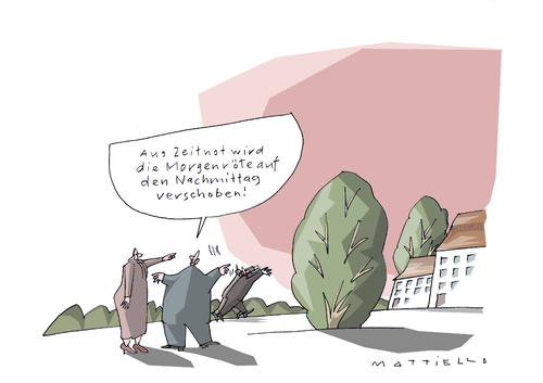Cartoon: Morgenrot (medium) by Mattiello tagged morgenrot,tageslauf,morgenrot,sonne,morgen,tageslauf,tag,natur