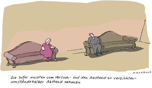 Cartoon: Sofas (medium) by Mattiello tagged sofas,möbel,heim,wohnen,wohnzimmer,gemütlichkeit,mann,frau,paar,corona,abstand,verhaltensregeln,sofas,möbel,heim,wohnen,wohnzimmer,gemütlichkeit,mann,frau,paar,corona,abstand,verhaltensregeln