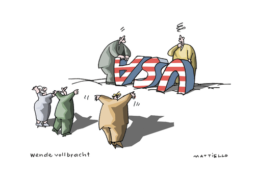 Cartoon: Wende (medium) by Mattiello tagged usa,trump,wahlen,richtungswechsel,usa,trump,wahlen,richtungswechsel