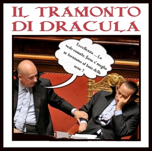 Cartoon: tramonto di dracula (medium) by yalisanda tagged crises,italy,government,berlugnette,berlusca