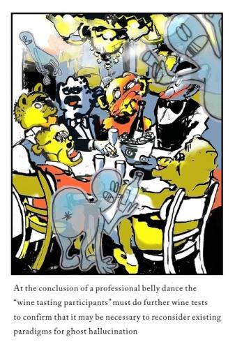 Cartoon: Wine test (medium) by yalisanda tagged wine,ghosts,animal,cartoons,chairs,flying,light,humor
