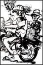 Cartoon: Vietnamise Xe Om mototaxi (small) by yalisanda tagged xe om asia vietnam mototaxi woman old man taxidriver black ink drawing