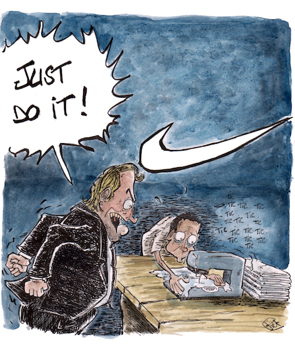 Cartoon: Just do it (medium) by Piet_cartoonist tagged nike,children,work,just,do,it