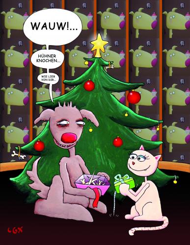 Cartoon: Xmas-Knochen (medium) by lillian tagged lgx,lillian,mousli,xmas,weihnachten,weihnachtsbaum,christmastree,christmas,hund,katze,knochen,geschenke,gifts,dog,kat,pets,haustiere,weihnachten,weihnachtsbaum,religion,fest,feier,feiertag,kultur,hund,katze,tiere,geschenke,freundschaft,knochen,haustiere