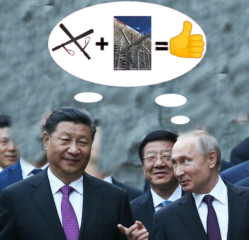 Cartoon: 2 köpfe ein gedanke (medium) by ab tagged china,russland,putin,xi,jinping,diktatur
