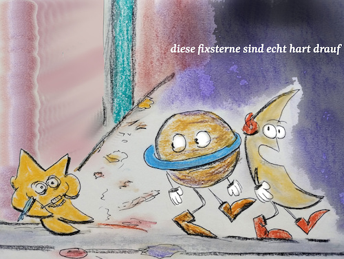 Cartoon: am rande der galaxie (medium) by ab tagged universum,mond,saturn,planeten,sterne,weltall,space,drogen,drugs