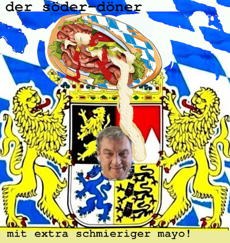 Cartoon: bayern frisst (medium) by ab tagged bayern,csu,mp,söder,döner,kebap,essen,fastfood,medien,sucht,geltung