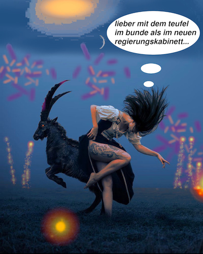Cartoon: better party (medium) by ab tagged deutschland,regierung,cdu,csu,merz,walpurgisnacht,hexe,pakt,macht,teufel