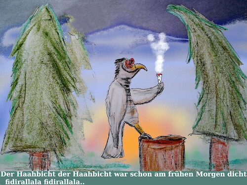 Cartoon: die vogelhochzeit (medium) by ab tagged vögel,wald,lied,drogen