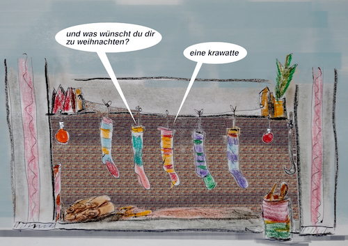 Cartoon: einfach (medium) by ab tagged weihnachten,geschenke,standard,socken,krawatten,kamin,nikolaus