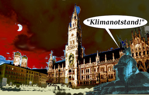 Cartoon: endlich auch in münchen (medium) by ab tagged umwelt,klima,krise,natur,zerstörung,stadt,auto,dreck,belastung