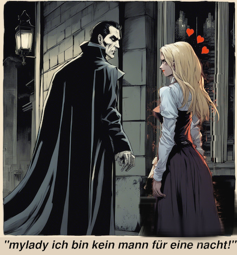 Cartoon: frühlingsgefühle (medium) by ab tagged frühling,dracula,mädchen,nacht,liebe,vampir