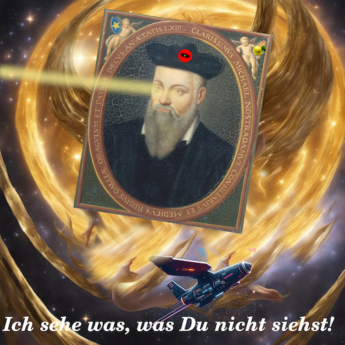 Cartoon: future 2.6 (medium) by ab tagged neujahr,zukunft,voraussagen,astrologie,nostrodamus,sterne,deutung,apokalypse,krieg,chaos