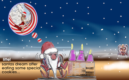 Cartoon: good stuff (medium) by ab tagged santa,cookies,dream