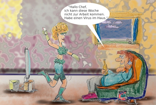 Cartoon: guter wochenanfang (medium) by ab tagged virus,krank,beruf,arbeit