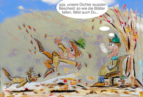 Cartoon: herbstgedanken (medium) by ab tagged jahreszeit,herbst,natur,blatt,deutschland