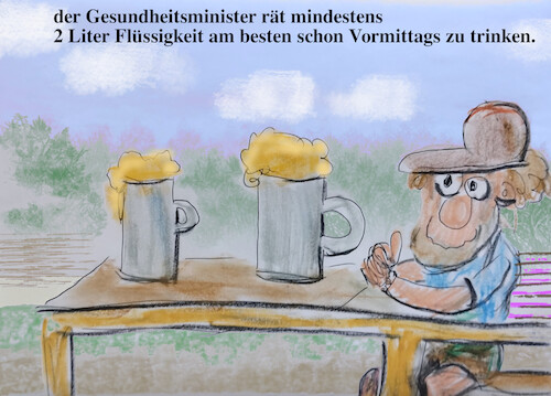 Cartoon: hitze (medium) by ab tagged hitze,wetter,klima,sommer,bayern,bier,biergarten,durst,minister,gesundheit