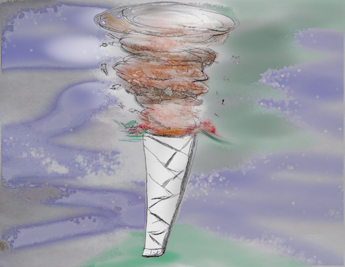 Cartoon: hurrican over jamaica (medium) by ab tagged wetter,natur,unwetter,karibik,zerstörung