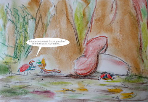 Cartoon: immer auf die kleinen (medium) by ab tagged wald,pilz,insekten,natur
