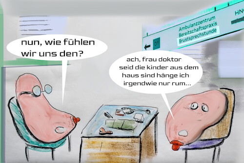 Cartoon: körperfeeling (medium) by ab tagged klinik,sprechstunde,frauen,brust