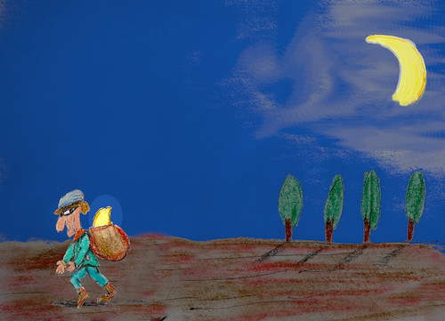 Cartoon: ladro di luna (medium) by ab tagged luna,mond,dieb,ladro