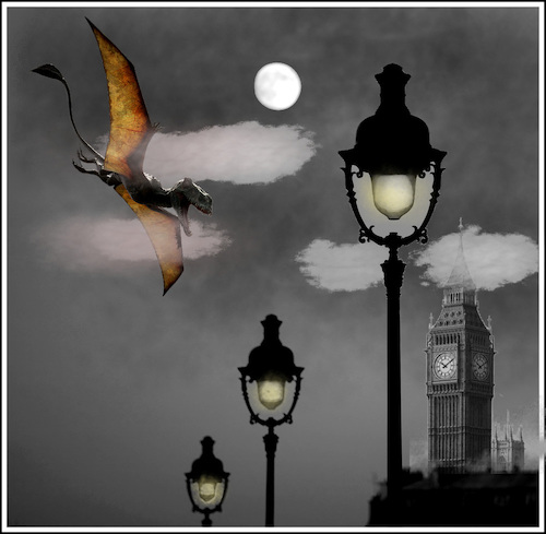 Cartoon: london sunday evening (medium) by ab tagged uk,london,england,brexit,deal,time,back,monster,horror