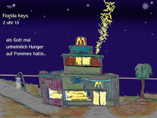 Cartoon: miracle (medium) by ab tagged pommes,frites,hunger,universum,herrgott,energie,nahrung,erde,florida