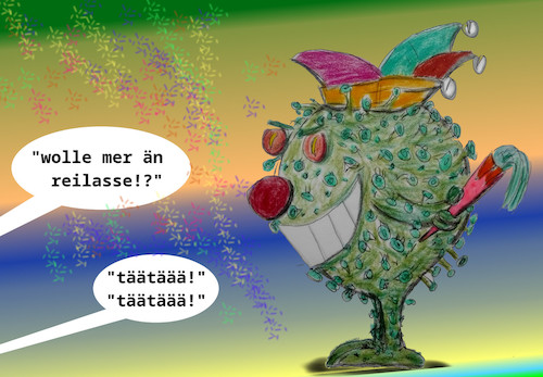 Cartoon: närrische zeiten (medium) by ab tagged fasching,karneval,konfetti,corona,virus,tradition,angst,panik