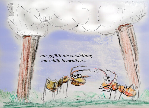 Cartoon: sichtweise (medium) by ab tagged natur,himmel,erde,ameise,schaf
