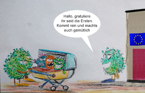 Cartoon: sonntagsbesuch (medium) by ab tagged corona,virus,mutation,deutschland,eu