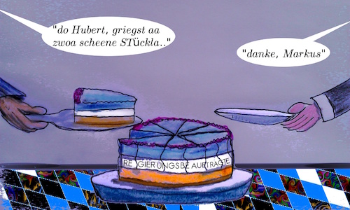 Cartoon: torta di bavaria (medium) by ab tagged bayern,wahl,csu,fw,söder,aiwanger,politik,partei