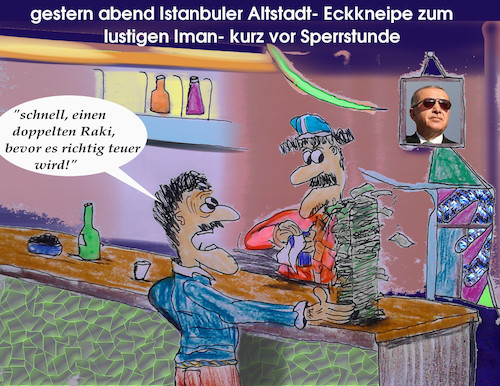 Cartoon: türkei (medium) by ab tagged lira,türkei,wert,geld,kneipe,trinken