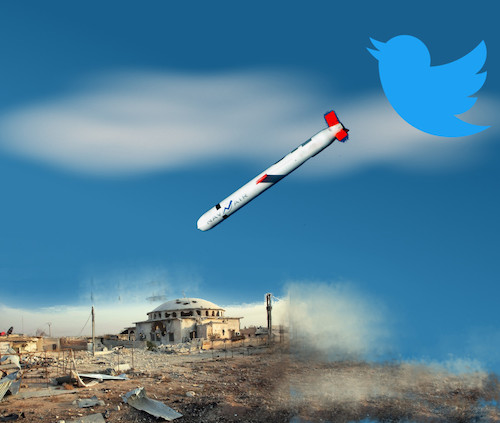 Cartoon: twitterwar (medium) by ab tagged twitter,trump,syrien,war,bombe
