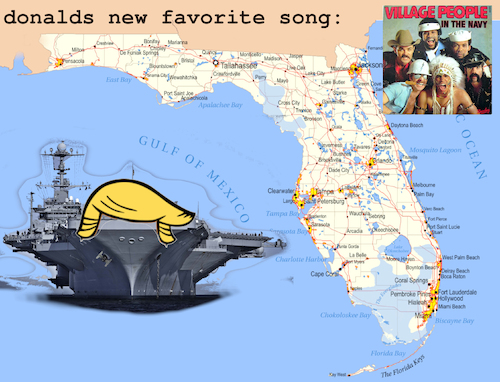 Cartoon: us charts (medium) by ab tagged us,usa,trump,president,election,war,music,fan,panama,greenland,grönland,kriegsschiff,military,ship