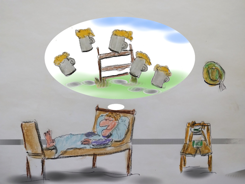 Cartoon: vorfreude (medium) by ab tagged bayern,wiesn,oktoberfest,traum,bier,trinken,genuss,münchen,volksfest