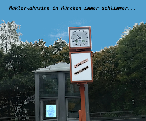 Cartoon: wohnungsnot (medium) by ab tagged wohnen,miete,makler,bayern,münchen,preis,wucher,geld,notlage,raum,uhr