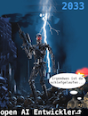 Cartoon: fucking future (small) by ab tagged ki,ai,technologie,computer,mensch,maschine,tod,vernichtung,dummheit,zukunft,roboter,android,silicon,valley,musk