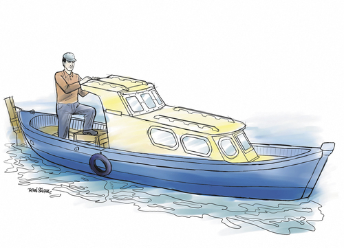 Cartoon: Fisherman (medium) by Tufan Selcuk tagged fisherman,boat