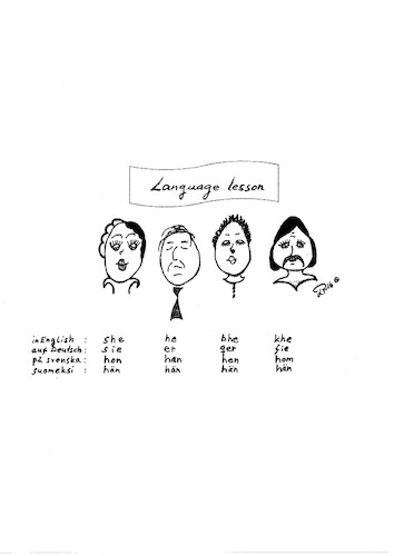 Cartoon: personal pronouns (medium) by le_pi tagged 